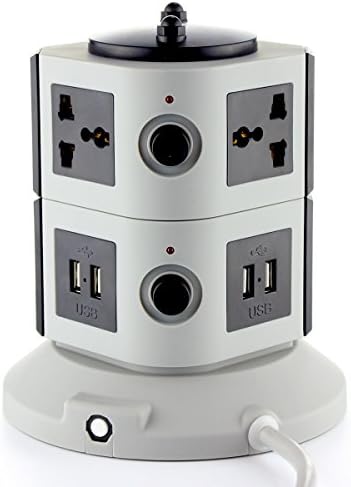 Genio Универсален 2-нива контакта зарядно устройство 4-изход защита от пренапрежение и 8-портов универсален USB семейна