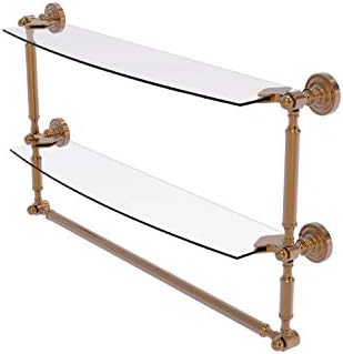 Allied Brass DT-34TB/24 Dottingham Collection 24 Inch Two Tiered Integrated Towel Bar Стъклен Рафт, Матов Бронз
