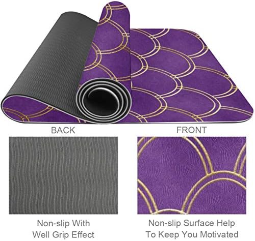 Unicey Gold Side Mermaid Scale Pattern Purple Yoga Mat Thick Non Slip Yoga Mats for Women&Girls Exercise Soft Mat Pilates