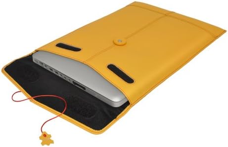 Цивилните Pro-Манила 15-Inch Leather Laptop Sleeve/Case Custom Fitted for Aluminum, MacBook Pro, Жълт