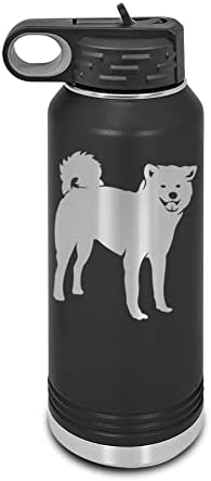 Akita Laser Graved Water Bottle Customizable Polar Camel Stainless Steel Many Colors Sizes with Straw - Ken - 32 oz Custom