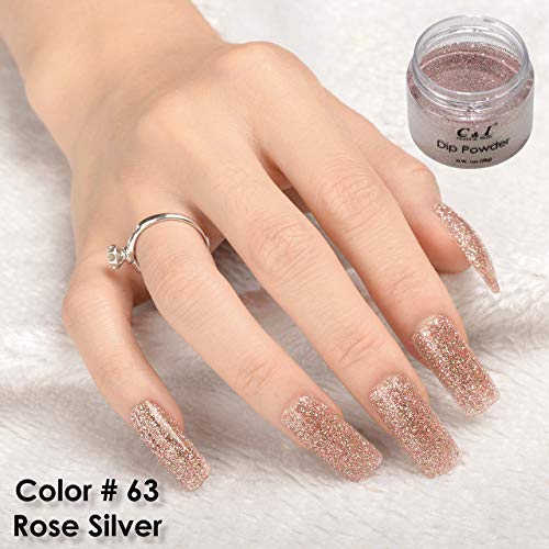 C & I Dip Powder Color No. 063 Rose Silver, Pearl Shine Color System, 28g