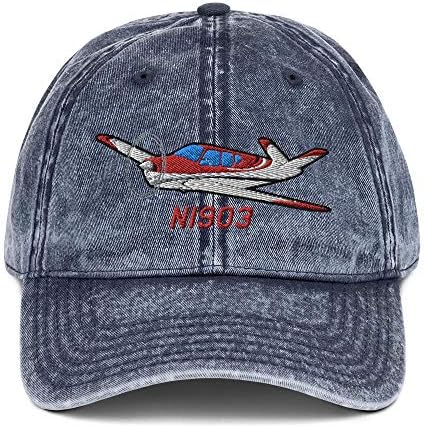 Airplane Embroidered Vintage Cap AIR2552FEC35-RSB1 - Personalized w/Your N