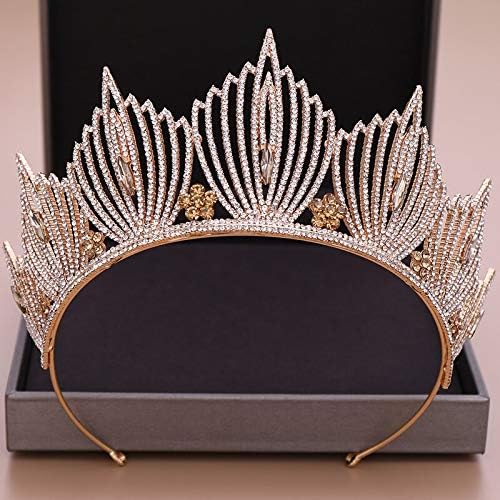 Короната за Жени Crystal Queen Crown, Булката Crystal Кристали Crown Silver Цвят-Големи Диадеми Жени Сватбен Конкурс за