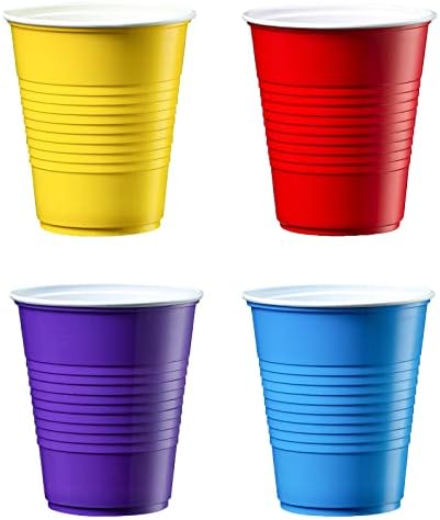 За еднократна употреба Партийни Пластмасови чаши [40 опаковки - 12 унции] Различни цветове Питейни чаши