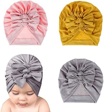XIAOHAWANG Baby Girls Cotton Hat Newborn Turban Knotted Hats Toddler Бебе Bow Beanie Headwraps Soft Hospital Caps