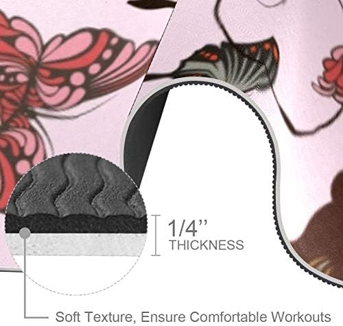 LORVIES Butterflies Pattern Yoga Mat Eco Friendly Non-Slip Anti-Сълза Exercise & Fitness Mat for Йога, Пилатес, Stretching,