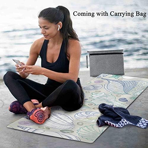 MCHIVER Пътен килимче За Йога Нескользящий - Seashell Pattern Сгъваема Подложка За Упражнения Лек Тренировъчен Мат с Чанта