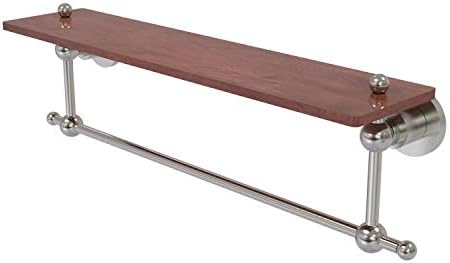 Allied Brass AP-1TB-22-IRW Astor Place Collection 22 Inch Solid IPE Ironwood Integrated Towel Bar Wood Срок, Сатен Nickel