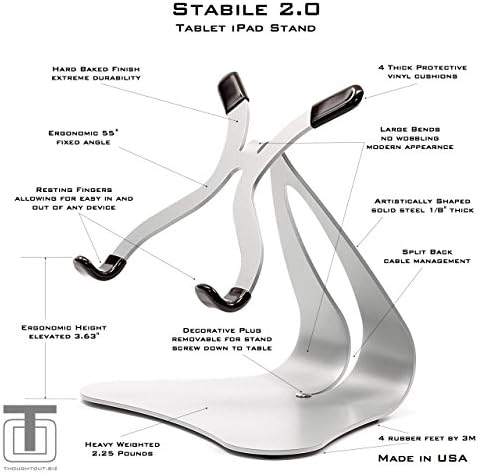 Проектирана стоманена поставка Stabile 2.0 Черен цвят - Произведено в САЩ - Съвместим с Apple iPad