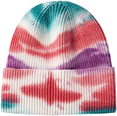 Lovor Вратовръзка Боядисват Beanie Cuffed Hat Winter Вратовръзка Боядисват Knitted Cuffed Hat Acrylic Snow Caps Stretch