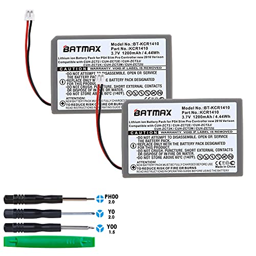 Batmax 2Pcs 3.7 V 1200mAh KCR1410 Battery for Sony PS4 Slim/Pro Wireless Dual Shock Контролер CUH-ZCT2, CUH-ZCT2U, New