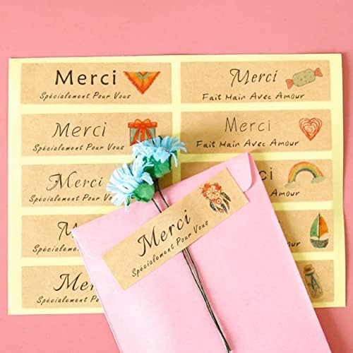 Вземане 100pcs Мерси French Thank You Stickers White Adhesive Thank You Labels Business Stickers for Envolope морски Пехотинци,Подарък