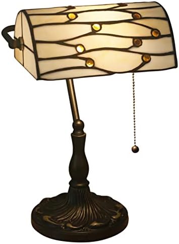 LOVAPO Стил Тифани Банкер Настолна Лампа Антични Витражи Лампа Настолна Лампа от Смола на База на Традиционни Ръчно Лампа Осветление за Всекидневната Спални Нощно Шк