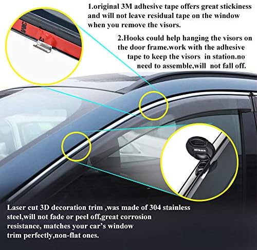 Vesul Outside Mount Tape-on Polycarbonate Rain Guards Window Visors for Honda Accord 2013-2017 Window Wind Deflector Shield