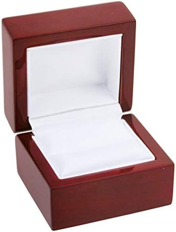 Елегантна кутия за обеци розово дърво медал за заслуги в дървена кутия с бял кожен интериор и метална тръба на шарнирна
