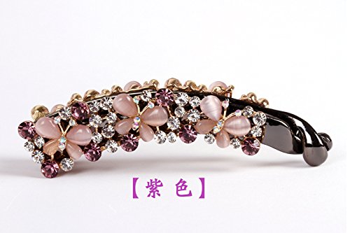 Ruihfas Кристал Кристал Hair Banana Клип Claw Barrette Hairpin for Women Hair Jewelry Accessories (Лилаво)
