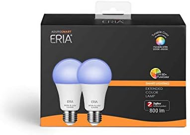 Умна лампа ERIA Zigbee Color A19 Работи с ERIA, Hue, SmartThings, Alexa, Google Assistant (2 опаковки)