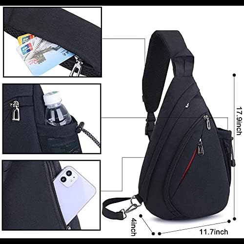Sling Bag for Men, Sling Bag with Hidden Anti-Theft Pocket for Traveling Chest Shoulder Bag(black)