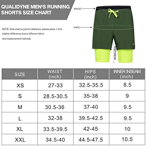 qualidyne Мъжки Шорти за Бягане 2 в 1 с Джобове за телефон, Спортна Тренировка Quick Dry 5 Спортни Спортни къси Панталони
