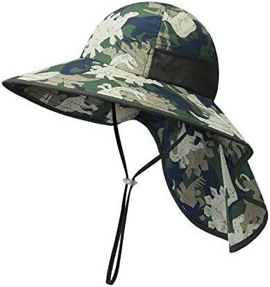 Детска Солнцезащитная шапка шапка с широка периферия Шейным капак UPF 50+ Kids (3T-7T)
