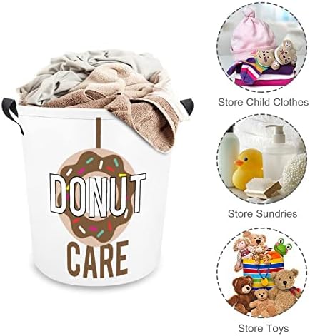 I Donut Care Кошница За Дрехи, Отделно Стоящи Кръгла с Дръжки Сгъваема Кошница за Дрехи за хола дрехи и съхранение на