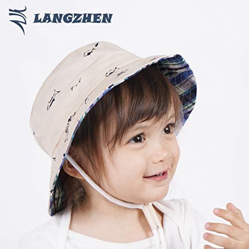 LANGZHEN Sun Protection Hat for Kids Toddler Boys Girls Wide Brim Summer Play Шапка Baby Cotton Bucket with Hat Общото