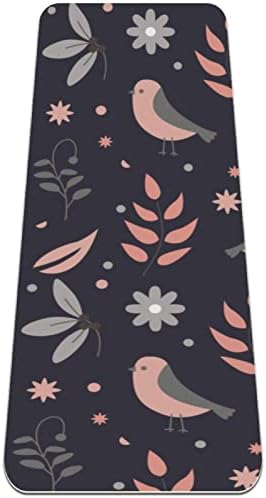 Dark Background Birds & Flowers Extra Thick Yoga Mat - Eco Friendly Non-Slip Exercise & Fitness Mat Workout Mat for All
