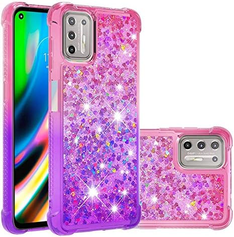 SHUNDA Case for iPhone 8, Women Girls Сладко Bling Sparkle Quicksand Cover Shockproof TPU Case for iPhone 8 (4.7 инчов) - Лилаво + Тъмно синьо