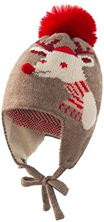 Детски Коледни шапки,Детска Коледна Вязаная Топло Плюшен Шапка с Качулка, защитен от студ