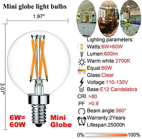 LiteHistory e12 led Лампи затъмняване g16.5 електрическата Крушка е Равна на 6 W 60 W Крушка 600lm AC120V e12 и Свещници