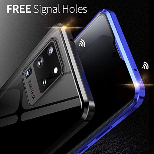 Магнитен калъф за Galaxy A70 Case, Galaxy A70s Case with Privacy Screen Protector Double Sided Tempered Glass Metal Bumper