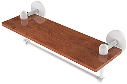 Allied Brass TA-1TB-16-IRW Tango Collection 16 Inch Solid IPE Ironwood Integrated Towel Bar Wood Срок, Матово Бяло