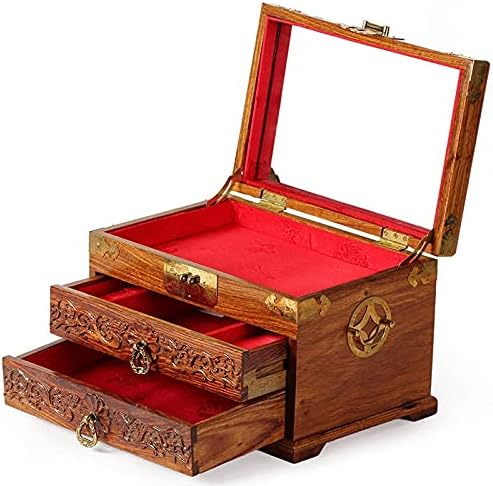 CHNOOI Retro Storage Treasure Box Storage Case Декоративен Дървен Сандък Със Съкровища, За Съхранение на Бижута Колиета