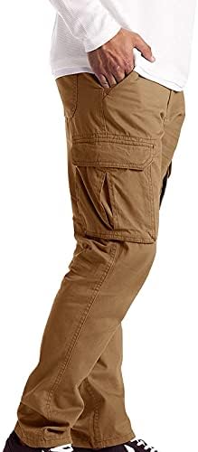WYBAXZ Мъжки Дълги Панталони Плътен Цвят Мулти Джоба прави Панталони Карго Светкавица Работни Панталони Ежедневни Мъжки