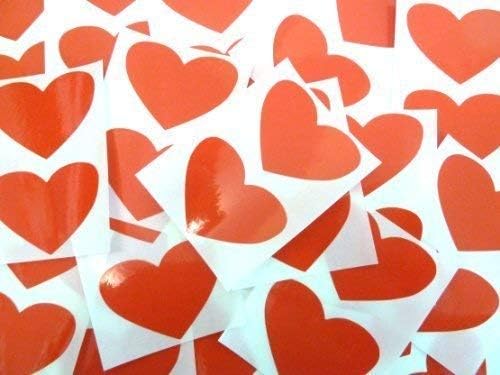 Minilabel 50X37mm Red Heart Shaped Colored Seal Plastic Stickers Силни Лепкави Винилови Етикети