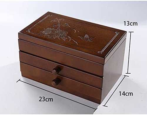 Кутия за бижута XJJZS дървена кутия за съхранение на събрание на бижута с чекмедже за гривни Кутия за бижута обеци (цвят