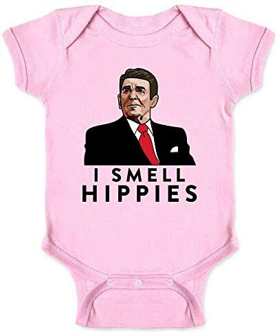 Поп Threads I Smell Hippies Ronald Reagan Смешни Conservative Бебе Baby Boy Girl Bodysuit