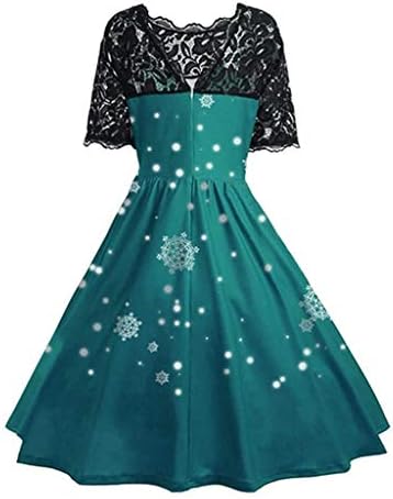 Коледа Коктейл Женствена Рокля С Дълъг Ръкав Дантелено Мозайка Трапециевидное 1950 s Xmas Vintage Tea Swing Party Dress
