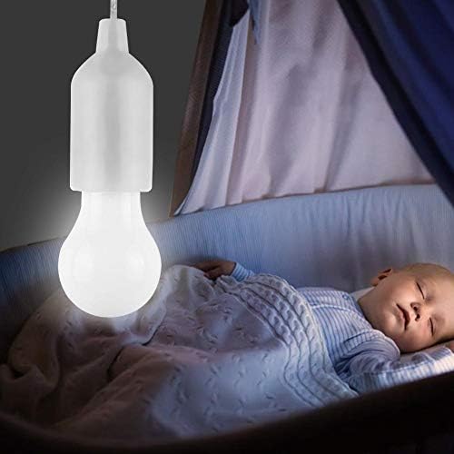 TOYERA Smiley LED Pull Cord Light Bulb, Portable Lighting Pull Chain, Окачени Light Bulb Outdoor, Kids Room, Dorm Room,