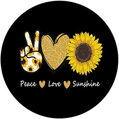 Peace Love Sunshine Sunflower PopSockets PopGrip: Взаимозаменяеми захват за телефони и таблети