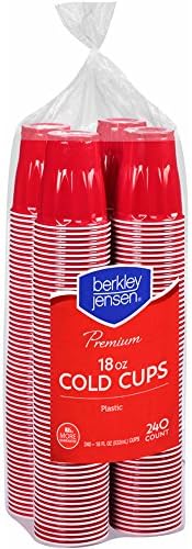 Berkley Jensen 18 унции Премия Студените Пластмасови Чаши, 240 гр - Червен