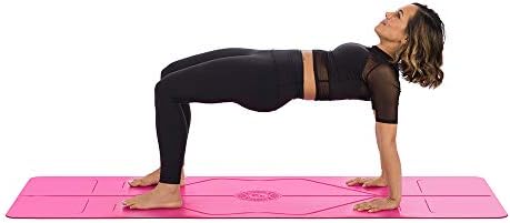Liforme Pink Gratitude Travel Yoga Mat - Безплатна чанта за йога, Патентованата система за изравняване, Воюваща за улавяне,