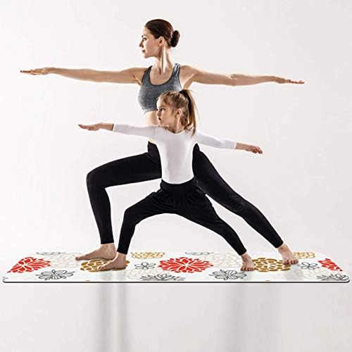 Unicey Сладко Japanese Flowers Pattern Yoga Mat Дебели Нескользящие Постелки за Йога за Жени и момичета, Подложка за упражнения