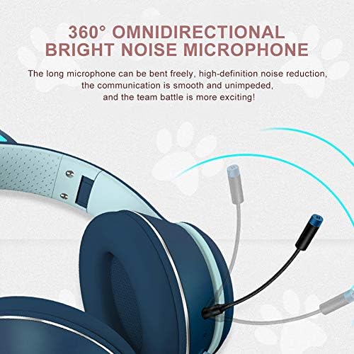 Ear Headphones, Cat Ear LED Light Up Сгъваеми HiFi Слушалки 3.5 ММ намаляване на шума Слушалки Компютърна Игрална Слушалки