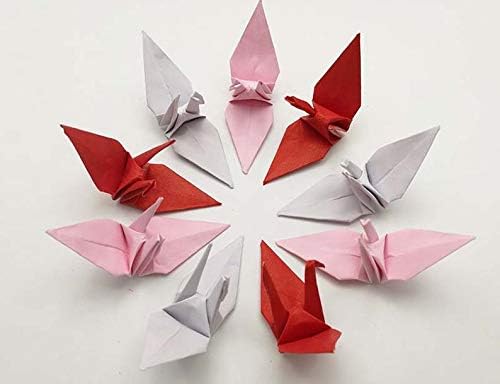 500 Оригами Хартия Кран Розово Червен Цвят Оригами Кран От 7,5 см 3x3 инча Сватбени Декорации Японски Сватба на свети