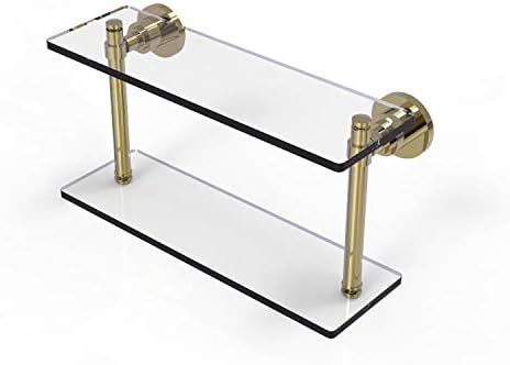 Allied Brass WS-2/16 Washing Square Collection 16 Inch Two Tiered Glass Срок, Unlacquered Brass