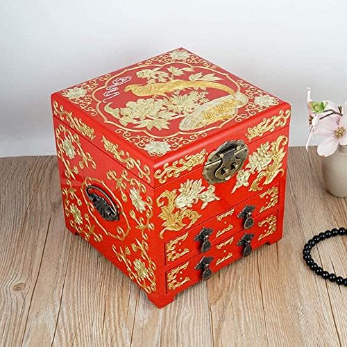 ZQW Jewelry Box Vintage Chinese Jewellry, Китайска Кутия За Съхранение, Дървена Кутия За Обличане,Лакирана Кутия За бижута, Черешката На Тортата,Подарък Кутия Спомен Treasure