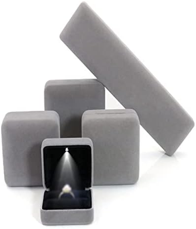 XYZMDJ LED Jewelry Box with LED Light Gift for Wedding Ring Pendant Earring Display Storage Jewellery Box (Цвят : B размер : както е показано)