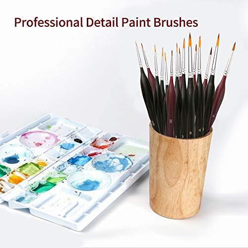 Aibesy Detail Paint Brushes 6pcs Set Professional Miniature Fine Artist Живопис Brushes Nylon Hair Ергономична Дървена